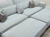 4 Seater Fabric Sofa in Beige - Matching Extra Wide Footstool / Additional Seating - Vicenza