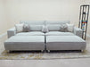 4 Seater Fabric Sofa in Beige - Matching Extra Wide Footstool / Additional Seating - Vicenza