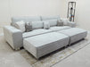 4 Seater Fabric Sofa in Beige - Matching Extra Wide Footstool / Additional Seating - Vicenza