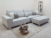 4 Seater Fabric Sofa in Beige - Matching Extra Wide Footstool / Additional Seating - Vicenza