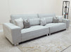 4 Seater Fabric Sofa in Beige - Matching Extra Wide Footstool / Additional Seating - Vicenza