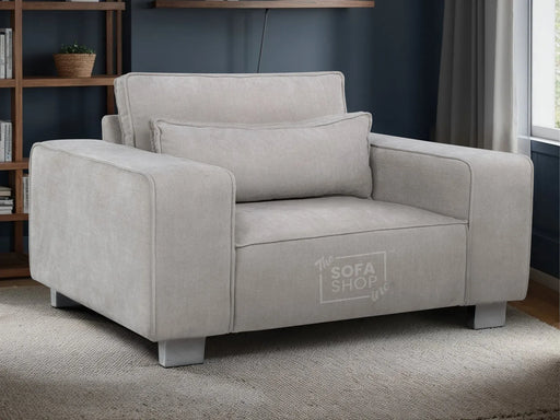 Oversized LoveSeat / Armchair & Cushions in Soft Chenille Beige Fabric | Modern Design| Durable Easy Clean Fabric | Save upto 50% | Vicenza - Sofa Sale