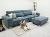 4 Seater Fabric Sofa in Grey - Matching Extra Wide Footstool / Additional Seating - Vicenza