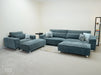 4 Seater Sofa and Chair in Grey Fabric - Matching Extra Wide Footstool - Vicenza