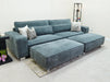 4 Seater Fabric Sofa in Grey - Matching Extra Wide Footstool / Additional Seating - Vicenza