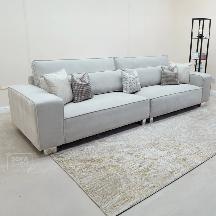 4 Seater Fabric Sofa in Soft Cosy Beige Fabric | Spacious & Comfortable Design for Relaxed Seating | Vicenza | Sofa Sale