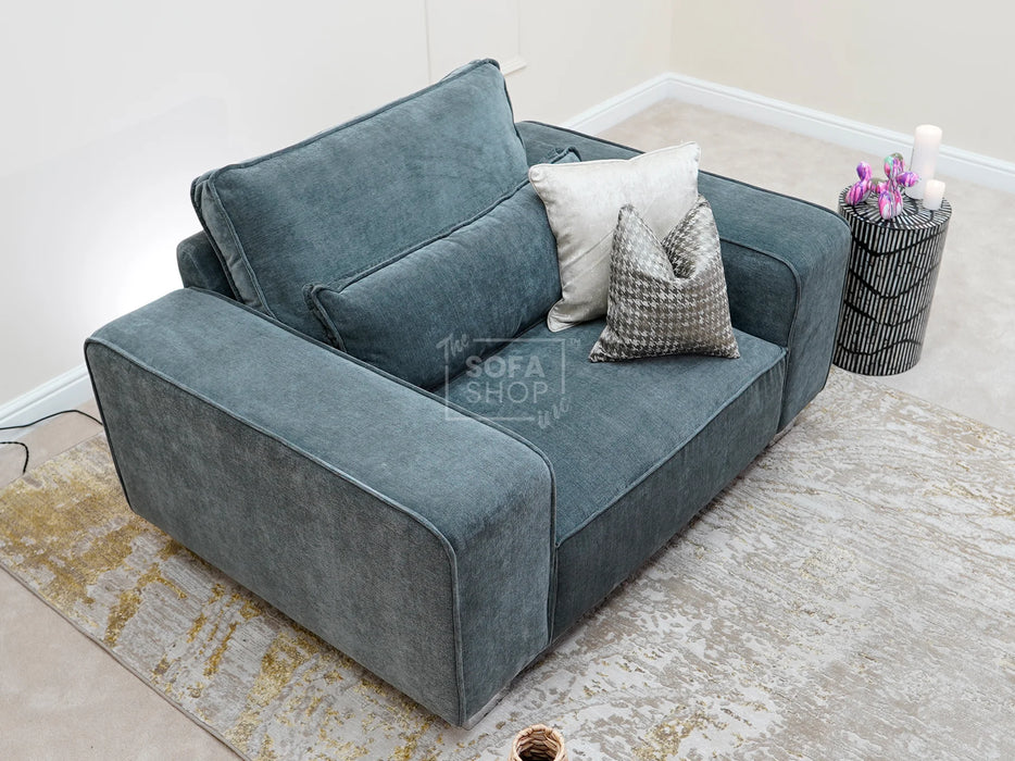 4 Seater Sofa and Chair in Grey Fabric - Matching Extra Wide Footstool - Vicenza