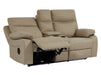 2 Seater Recliner Cinema Sofa In Beige Resilience Fabric With White Stitching, Power Headrest, Speaker, Chilled Cup Holders & Storage Box - Vinsonova