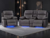 2 1 Electric Recliner Sofa Set Inc Chair In Grey Resilience Fabric With Usb Ports, Console & Wireless Charger - 2 Piece Cinema Sofa Set - Vinsonova