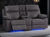 2 Seat Electric Recliner Home Cinema Theatre Sofa | Fabric Couch In Grey + Chilled Cupholders + Console + Power Sockets + USB | Vinsonova | Sofa Shop