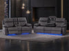 3 2 Electric Recliner Sofa Set. 2 Piece Cinema Sofa Package Suite In Resilience Grey Fabric With Speakers, Power Headrest & Wireless Charger - Vinsonova