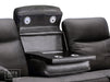 Vinson 3 Seater Recliner Cinema Sofa In Grey Resilience Fabric With Power Headrests, Drop Down Table & USB Ports