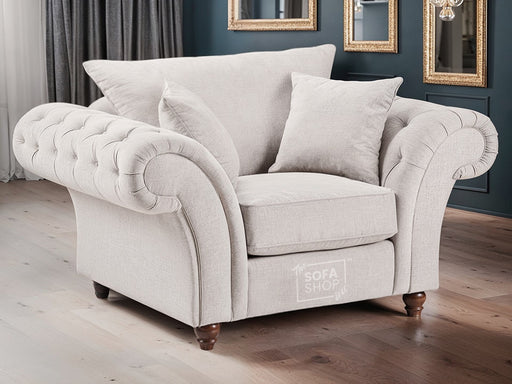 Fabric Chesterfield Chair in Cream Or Grey - Windsor