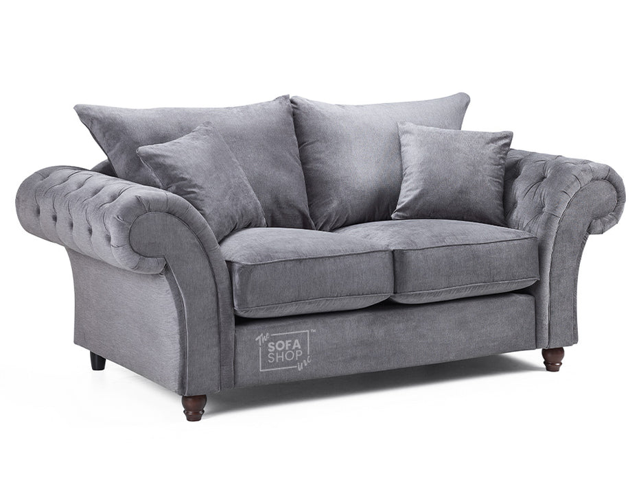 3+2 Chesterfield Sofa In Grey Or Cream Fabric- Windsor