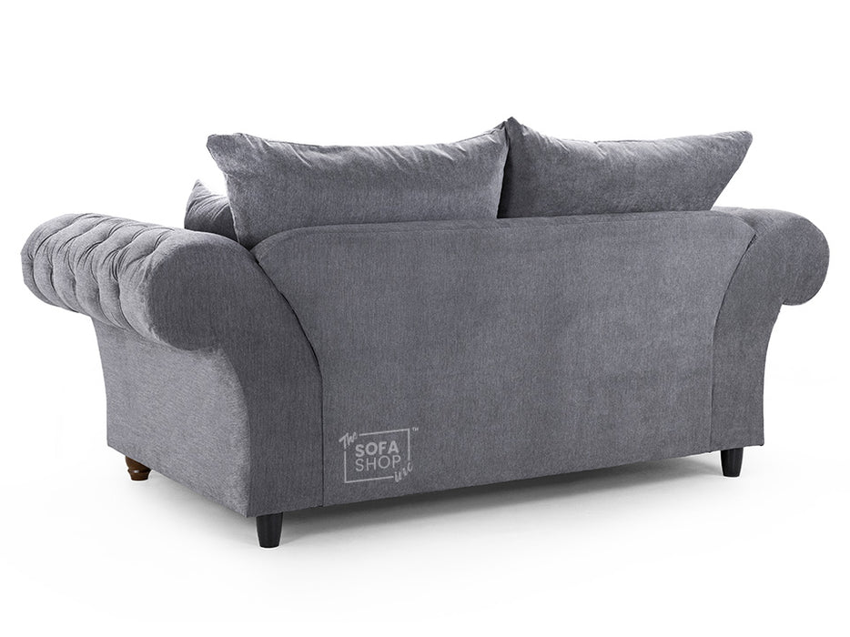 2 Seater Chesterfield Sofa In Grey Or Beige Fabric - Windsor