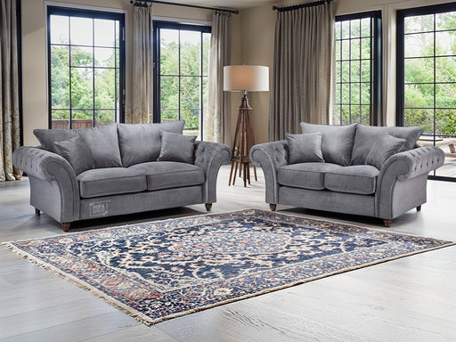 3+2 Chesterfield Sofa In Grey Or Cream Fabric- Windsor