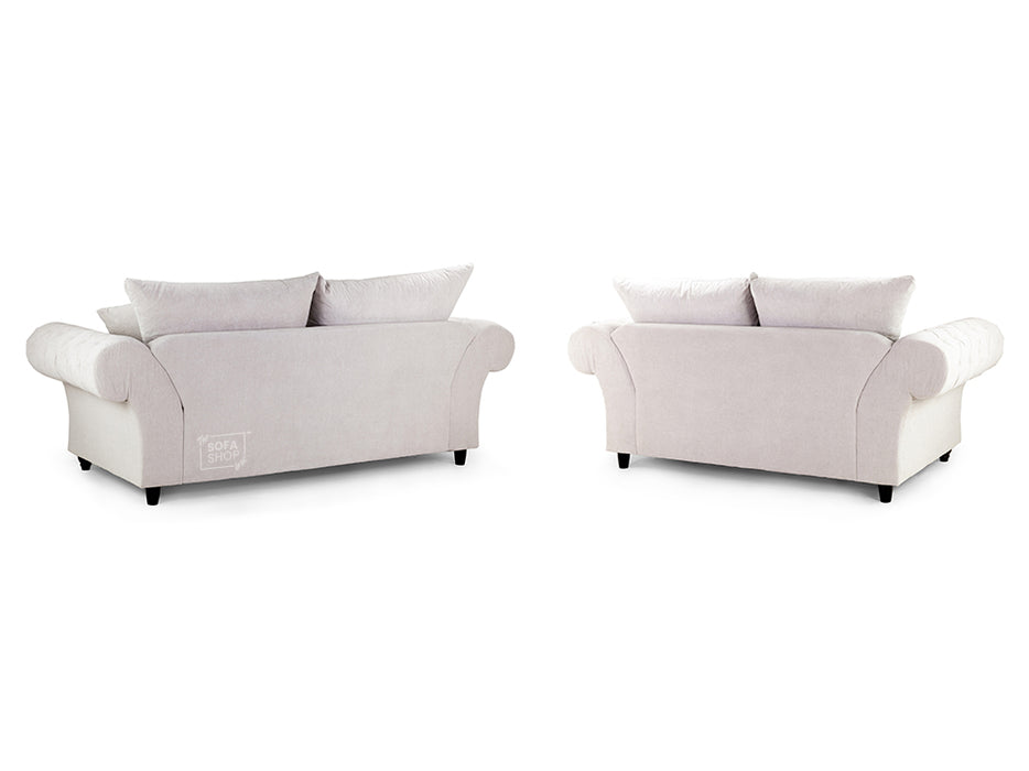 3+2 Chesterfield Sofa In Grey Or Cream Fabric- Windsor