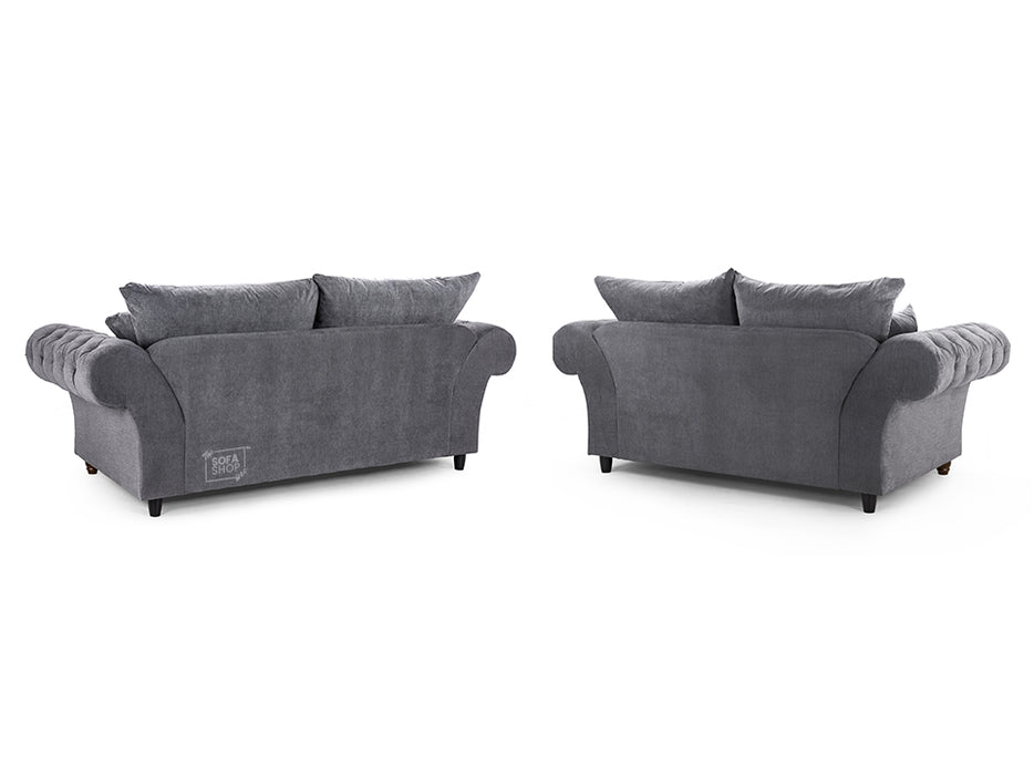 3+2 Chesterfield Sofa In Grey Or Cream Fabric- Windsor