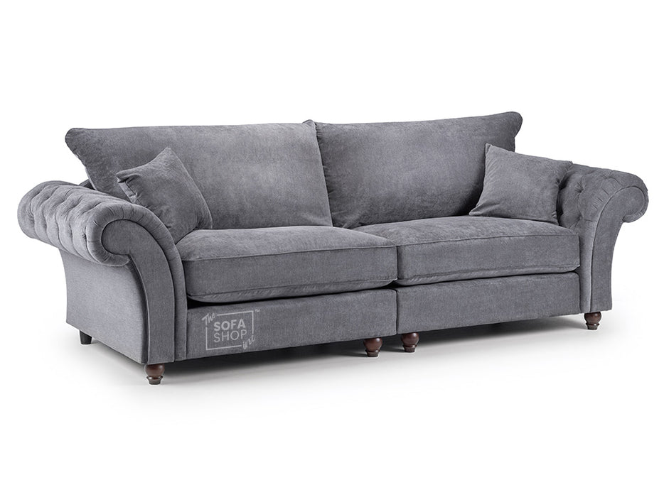 4 Seater Chesterfield Sofa in Cream Or Grey Fabric - Windsor