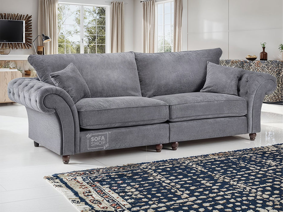 4 Seater Chesterfield Sofa in Cream Or Grey Fabric - Windsor