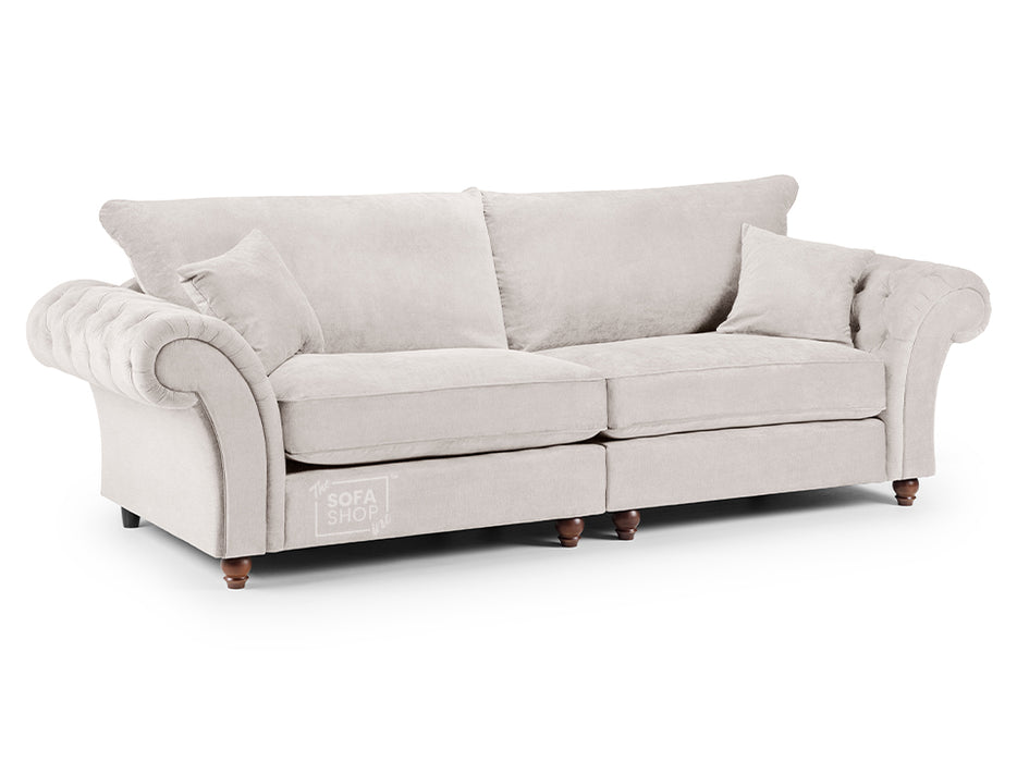 4 Seater Chesterfield Sofa in Cream Or Grey Fabric - Windsor