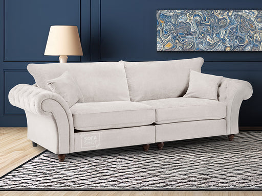 4 Seater Chesterfield Sofa in Cream Or Grey Fabric - Windsor