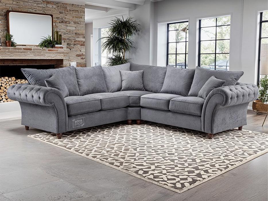 Large Corner Sofa in Cream Or Grey Fabric - Windsor