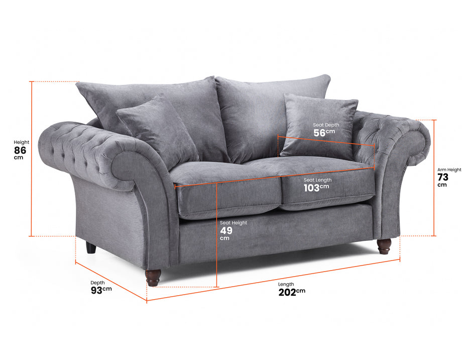 3+2 Chesterfield Sofa In Grey Or Cream Fabric- Windsor