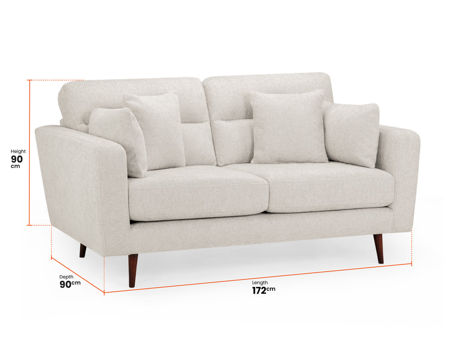 2 Seater Fabric Sofa in Beige Or Grey - Zenith