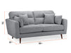 3 Seater Fabric Sofa in Grey Or Beige - Zenith