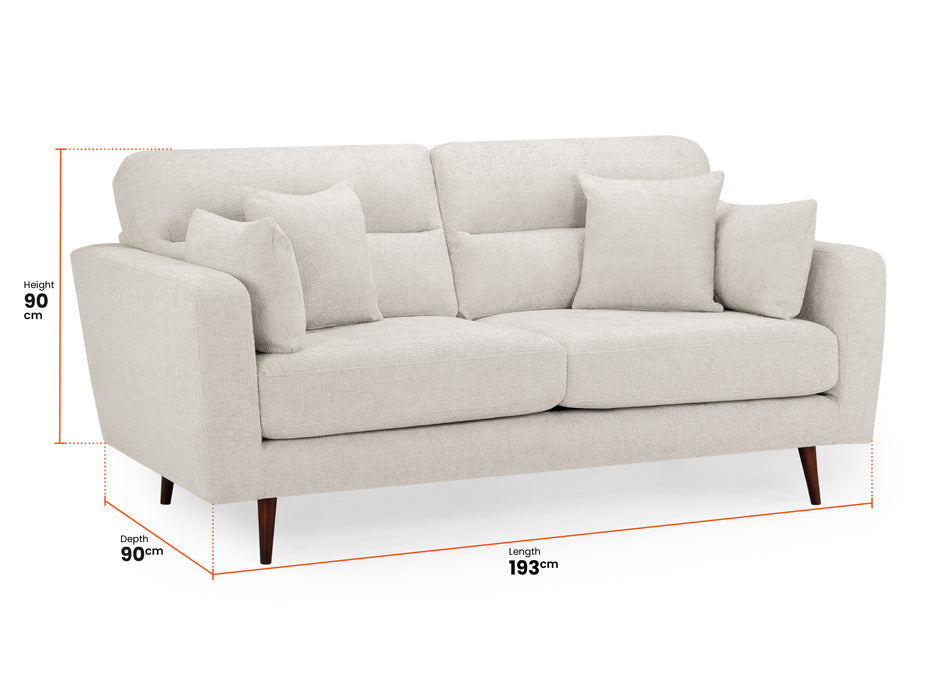 3 Seater Fabric Sofa in Grey Or Beige - Zenith