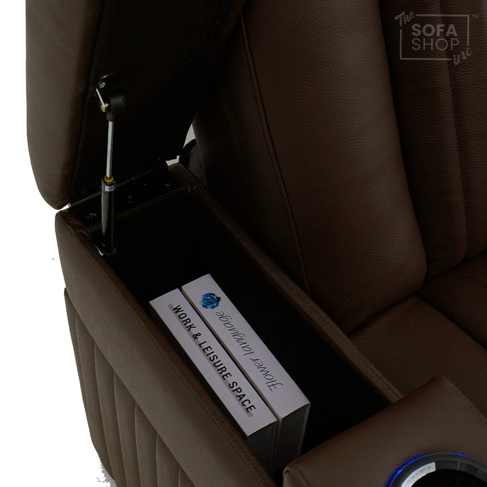 Real Leather 2+1 Electric Recliner Cinema Sofa Set in Dark Brown | 2 Piece Sofa Set with Massage, USB Ports, Cup Holders, Storage Boxes & Wireless Charger | Capri | The Sofa Shop
