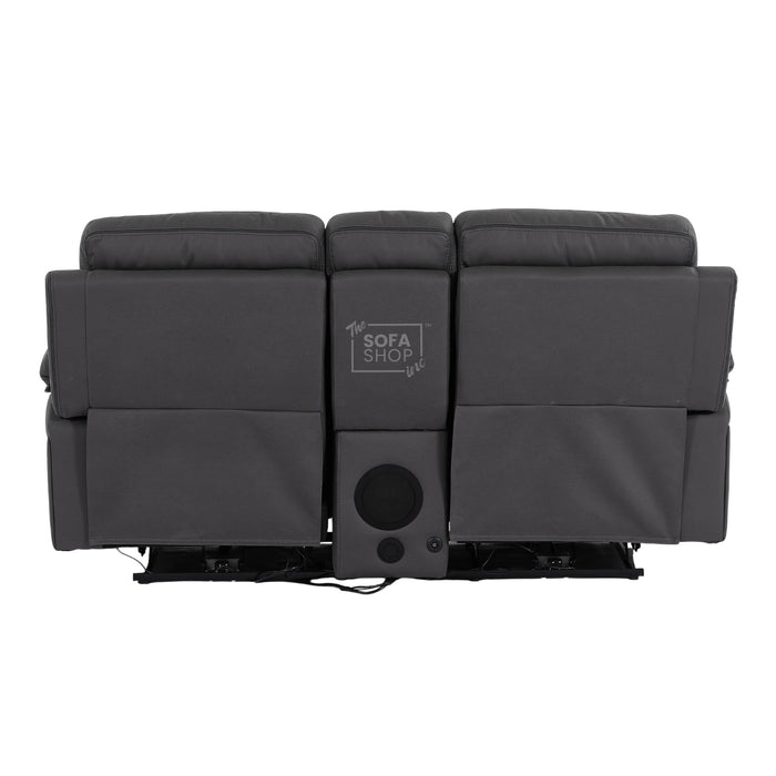 2 Seater Electric Recliner Cinema Sofa in Grey Fabric | Hi-Tech Cinema Seats with Console, Power Headrest, Power Recliner, Bluetooth, Socket Set, Storage Drawer, USB & Wireless Charging | Sicily