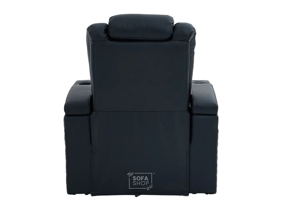 Real Leather Electric Recliner Cinema Chair in Black | Power Seat With Adjustable Headrest & Power Lumbar Support | Milano | The Sofa Shop