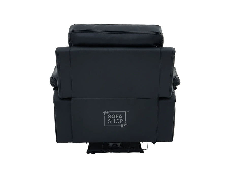 3+1 Electric Recliner Sofa Suite in Black Real Leather | Hi-Tech Cinema Set with Massage, Drop-Down Table, Power Headrest, Power Recliner, Storage Drawer, USB & Wireless Charging | Sicily