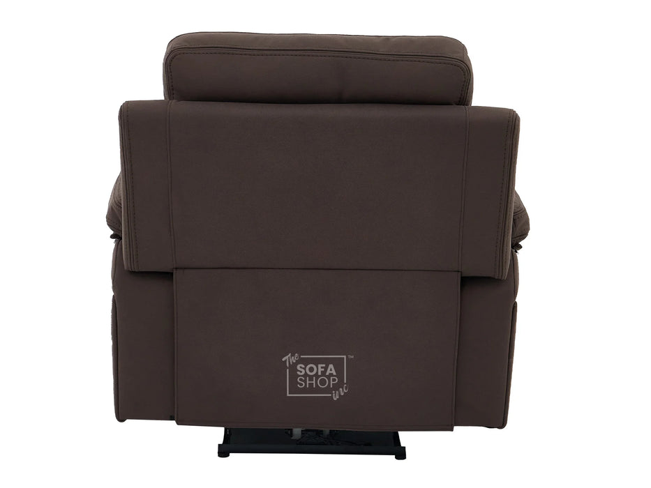 3+1 Electric Recliner Sofa Suite in Brown Resillience Fabric | Hi-Tech Cinema Set with Massage, Drop-Down Table, Power Headrest, Power Recliner, Storage Drawer, USB & Wireless Charging  | Sicily