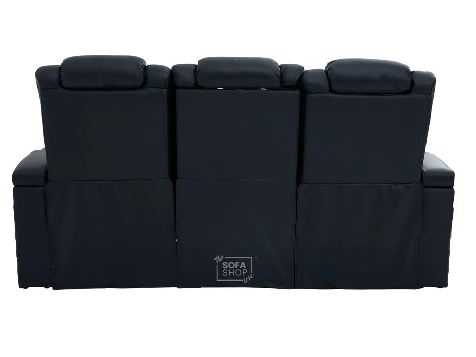 3 Seater Real Leather Electric Recliner Cinema Sofa in Black | Hi-Tech Sofa with Adjustable Headrest, Lumbar Support, Wireless Charger | Milano | The Sofa Shop