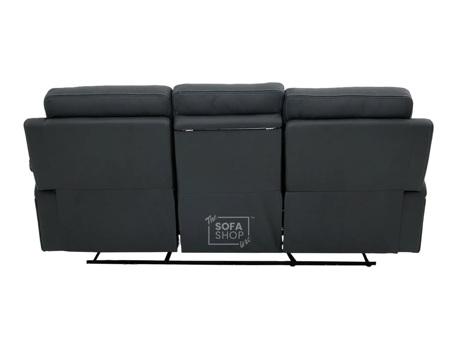 3+2 Electric Recliner Sofa Set in Grey Real Leather | Hi-Tech Cinema Package with Massage, Drop-Down Table, Power Headrest, Power Recliner, Storage Drawer, USB & Wireless Charging | Grey Real Leather | Sicily