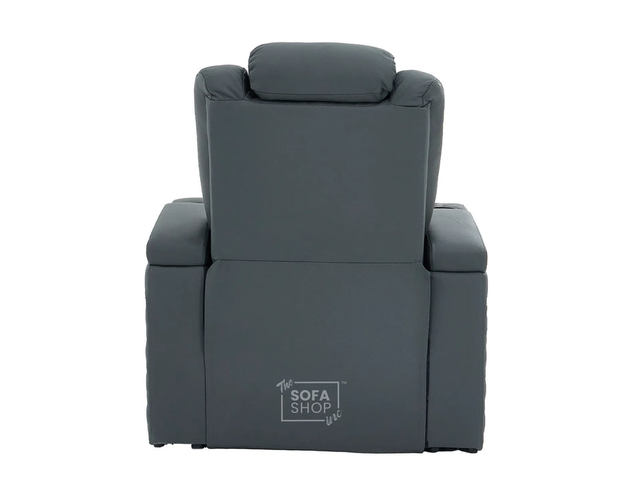 Real Leather Electric Recliner Cinema Chair in Grey | Power Seat With Adjustable Headrest & Power Lumbar Support | Milano | The Sofa Shop
