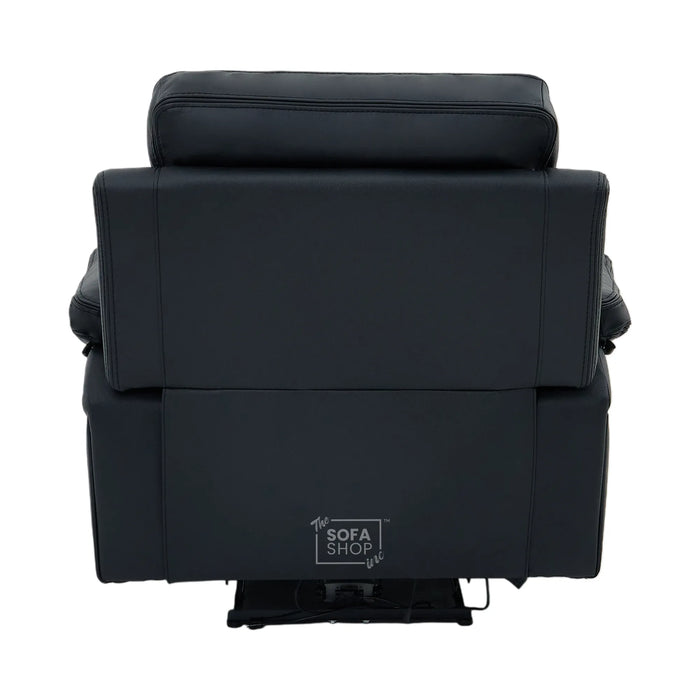 Electric Recliner Chair In Black Real Leather | Hi-Tech Cinema Seat with Power Headrest, Massage, Lumbar Support & USB-C Ports | Sicily