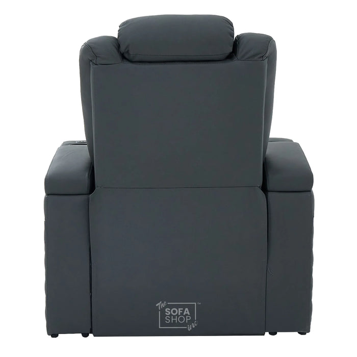 1 Seater Real Leather Electric Recliner Cinema Chair in Grey | Massage, Power Lumbar, Power Headrest, Power Grommet | Milano | The Sofa Shop
