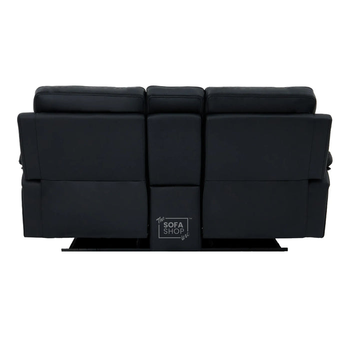 2 Seater Black Real Leather Electric Recliner Cinema Sofa | Massage, Power Headrest, Cooling Cupholders & Central Console | Sicily | The Sofa Shop