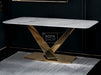 Gold Dining Table With Polar White Sintered Stone Top - Valeo