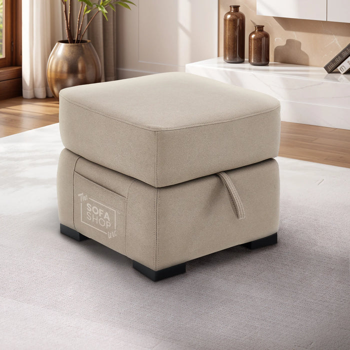 Storage Footstool In Beige Fabric - Florence