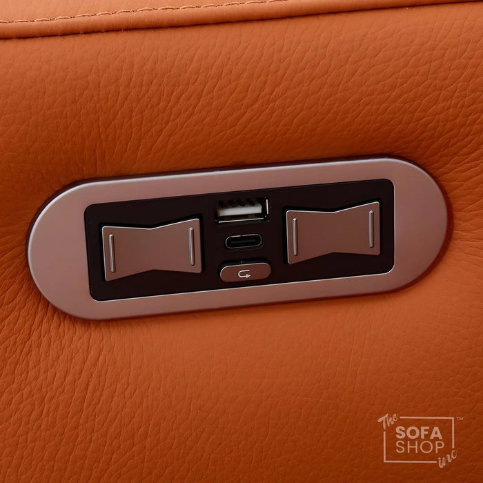 1 Seater Real Leather High-Tech Electric Recliner Cinema Chair in Orange | Hi-Tech Cinema Couch with  Massage, Heat, Cooling  & Heating Cup Holder | Assisi | The Sofa Shop