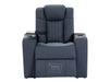 Electric Recliner Chair & Cinema Seat in Blue Real Leather + Massage + Cup Holders + Table - Capri