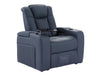 Electric Recliner Chair & Cinema Seat in Blue Real Leather + Massage + Cup Holders + Table - Capri