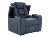 Electric Recliner Chair & Cinema Seat in Blue Real Leather + Massage + Cup Holders + Table - Capri