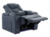 Electric Recliner Chair & Cinema Seat in Blue Real Leather + Massage + Cup Holders + Table - Capri