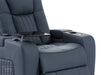 Electric Recliner Chair & Cinema Seat in Blue Real Leather + Massage + Cup Holders + Table - Capri